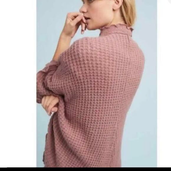 Anthropologie Moth Pink Crochet Knit Open Cardigan Sweater Size XS - Picture 7 of 9